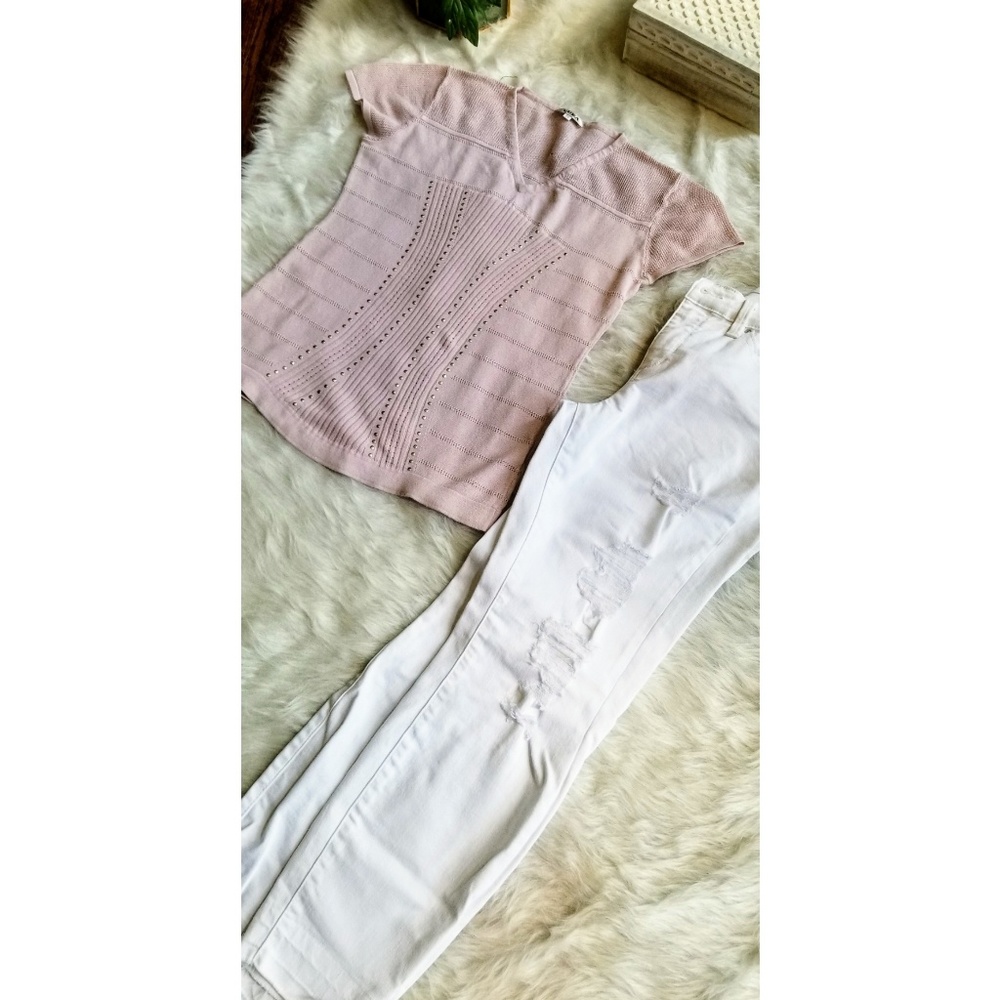 Blush Pink V-Neck Top